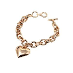 Puff Heart Toggle Chain Bracelet